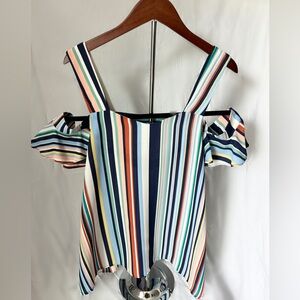Striped Open Shoulder Top